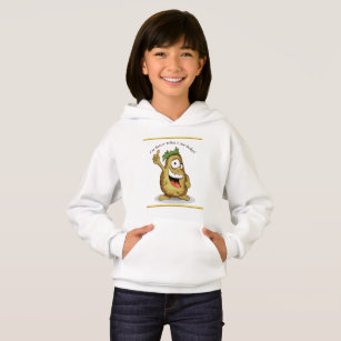Cartoon character potato with green hair hoodie
