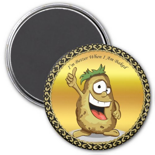 Cartoon character potato with green hair magnet