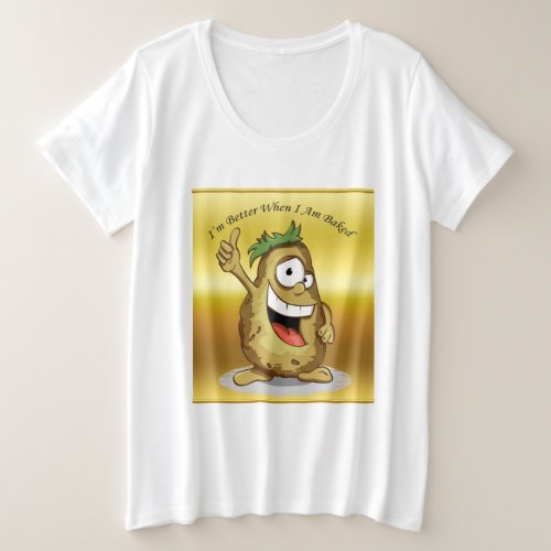 Cartoon character potato with green hair plus size T_Shirt