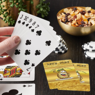 Cartoon character potato with green hair poker cards