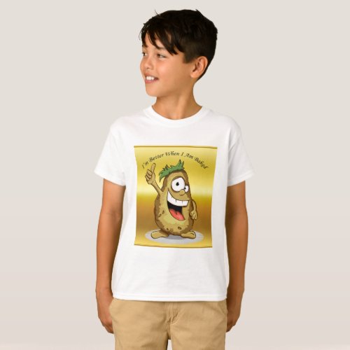 Cartoon character potato with green hair T_Shirt