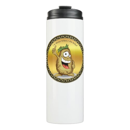 Cartoon character potato with green hair thermal tumbler