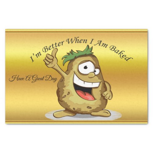 Cartoon character potato with green hair tissue paper