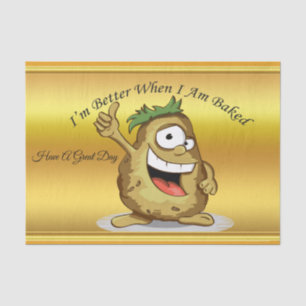 Cartoon character potato with green hair tissue paper