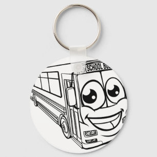 Cartoon Character School Bus Mascot Keychain