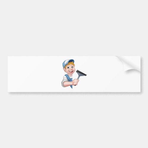 Cartoon Character Window Cleaner Bumper Sticker