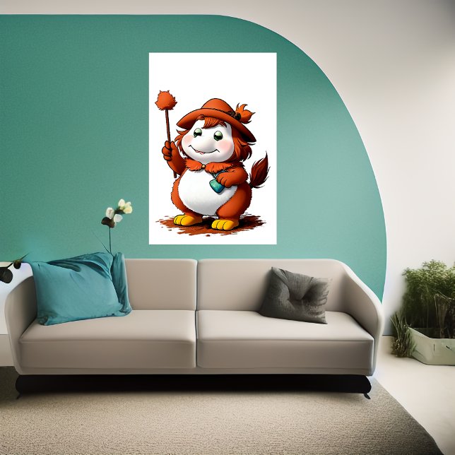 Cartoon character with a Hat and flower  | AI Art Poster (Creator Uploaded)
