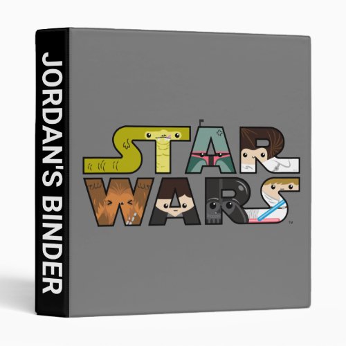Cartoon Characters Inside Star Wars Logo 3 Ring Binder