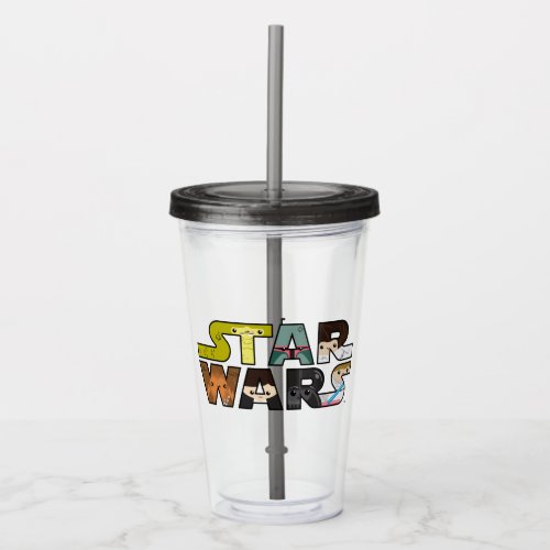 Cartoon Characters Inside Star Wars Logo Acrylic Tumbler