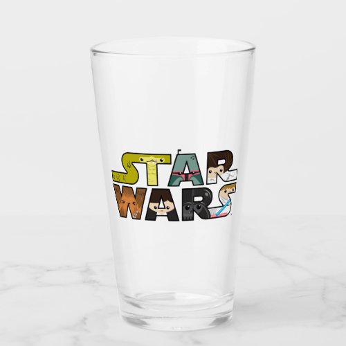 Cartoon Characters Inside Star Wars Logo Glass