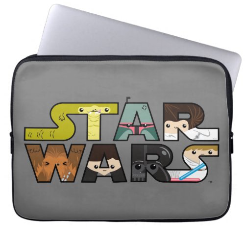 Cartoon Characters Inside Star Wars Logo Laptop Sleeve