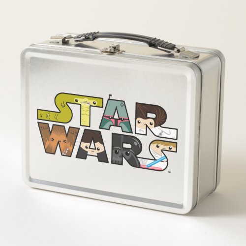 Cartoon Characters Inside Star Wars Logo Metal Lunch Box