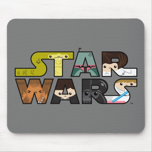 Cartoon Characters Inside Star Wars Logo Mouse Pad