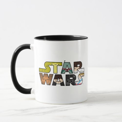 Cartoon Characters Inside Star Wars Logo Mug