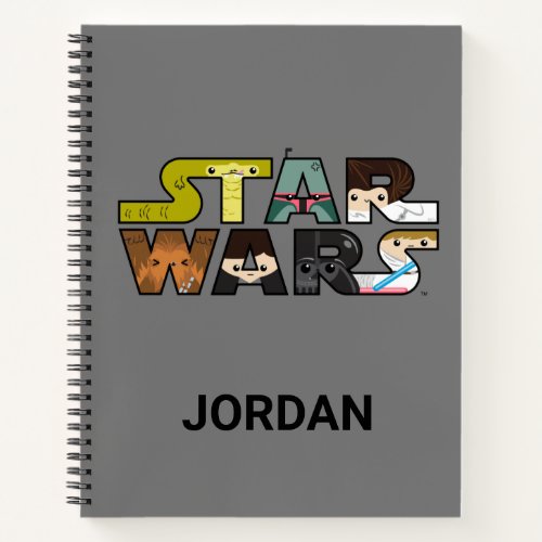Cartoon Characters Inside Star Wars Logo Notebook