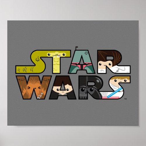 Cartoon Characters Inside Star Wars Logo Poster
