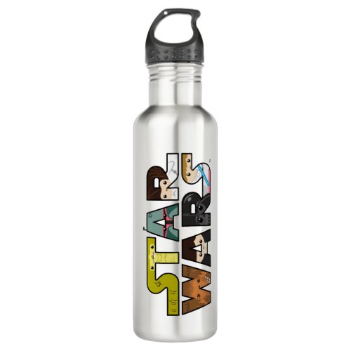 Cartoon Characters Inside Star Wars Logo Stainless Steel Water Bottle