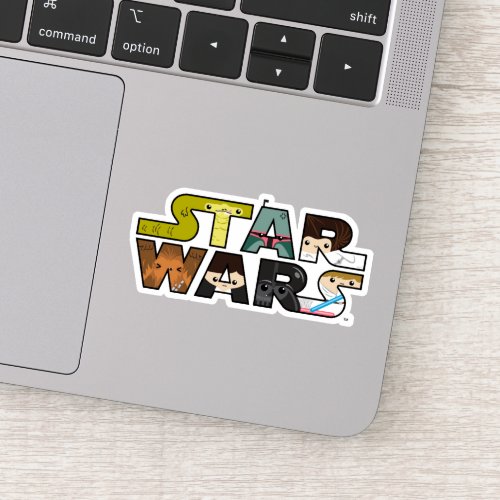 Cartoon Characters Inside Star Wars Logo Sticker