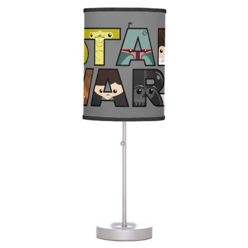 Cartoon Characters Inside Star Wars Logo Table Lamp