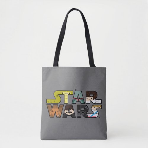 Cartoon Characters Inside Star Wars Logo Tote Bag
