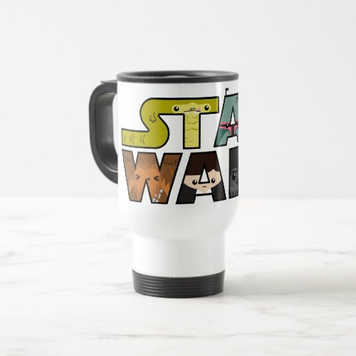 Cartoon Characters Inside Star Wars Logo Travel Mug