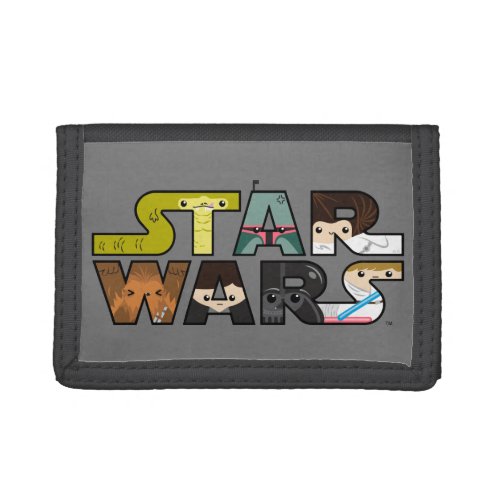 Cartoon Characters Inside Star Wars Logo Trifold Wallet