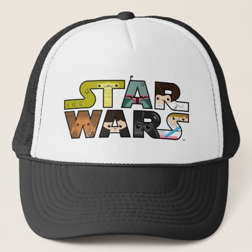 Cartoon Characters Inside Star Wars Logo Trucker Hat