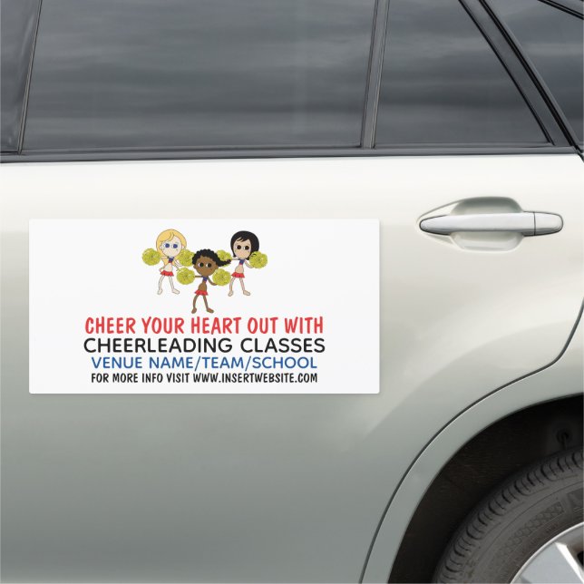 Cartoon Cheerleader Design, Cheerleading Classes Car Magnet (In Situ)