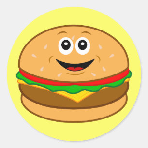 Cartoon Cheeseburger Classic Round Sticker