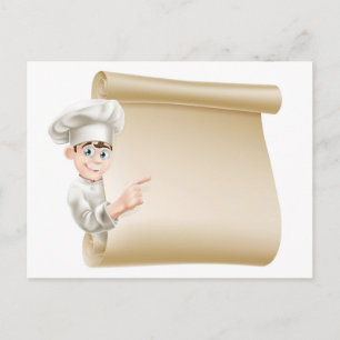 Cartoon chef and menu