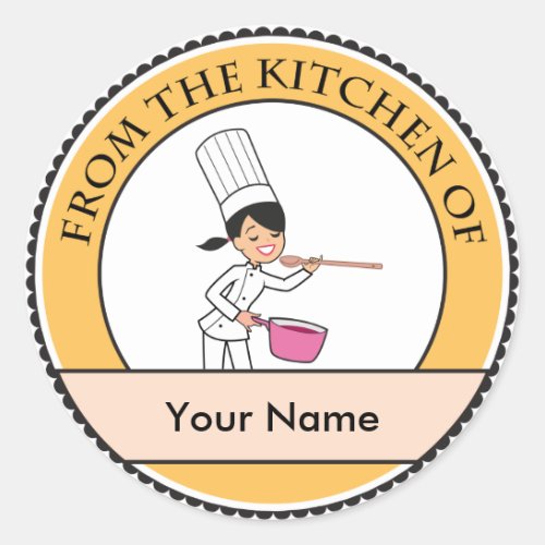 Cartoon Chef Girl Classic Round Sticker