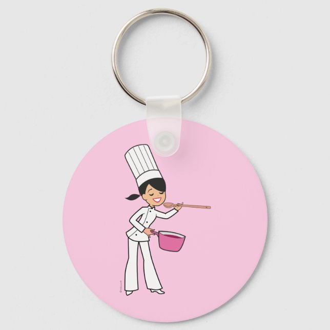 Cartoon Chef Girl Keychain (Front)