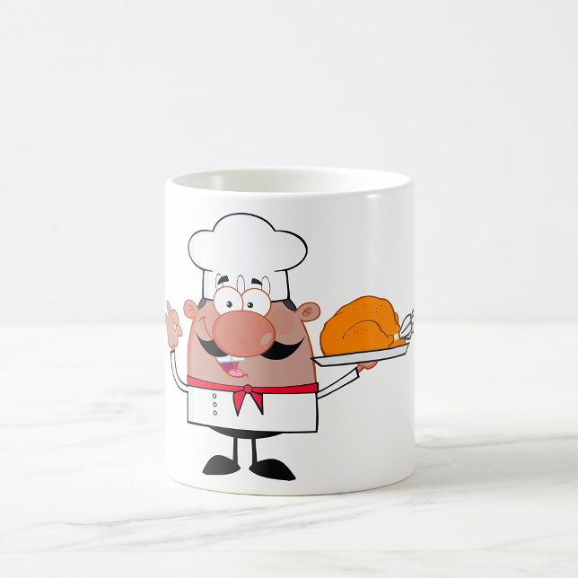Cartoon Chef Holding Roast Turkey Coffee Mug (Creator Uploaded)
