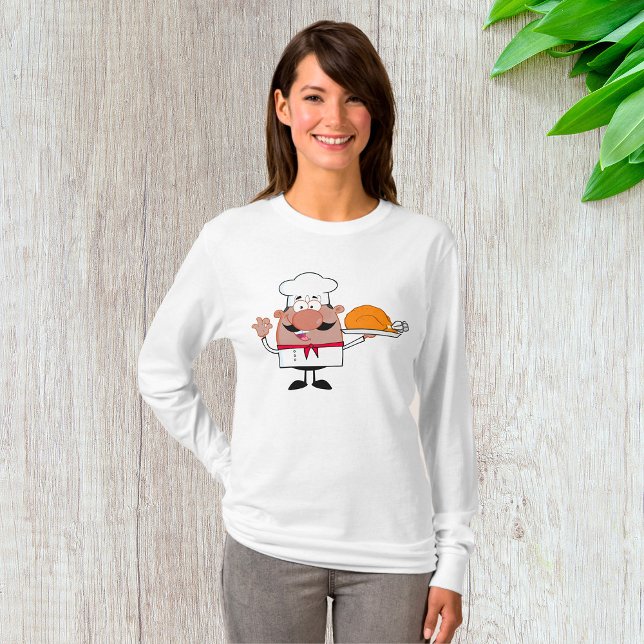 Cartoon Chef Holding Roast Turkey T-Shirt (Creator Uploaded)