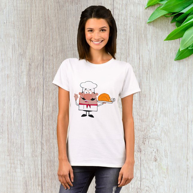 Cartoon Chef Holding Roast Turkey T-Shirt (Creator Uploaded)