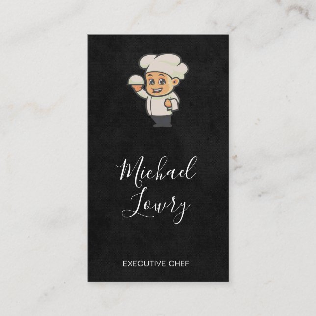 Cartoon Chef Logo | Restaurant Business Card (Front)