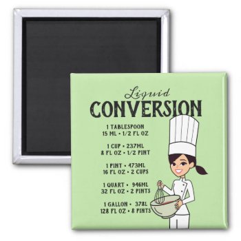 Cartoon Chef With Liquids Measurement Chart Magnet by ShopDesigns at Zazzle