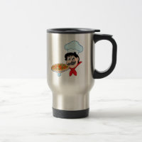 Cartoon chef with pizza travel mug