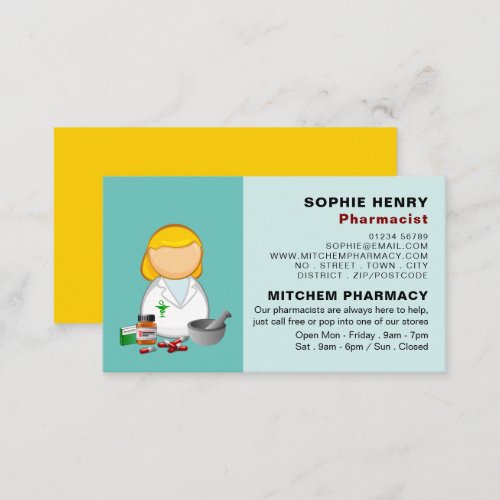 Cartoon Chemist Pharmacy Pharmacists Business Card