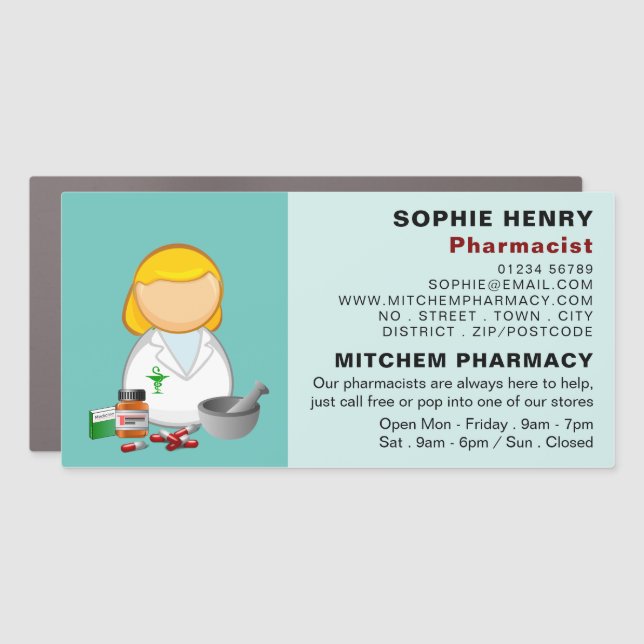 Cartoon Chemist, Pharmacy, Pharmacists Car Magnet (Front)