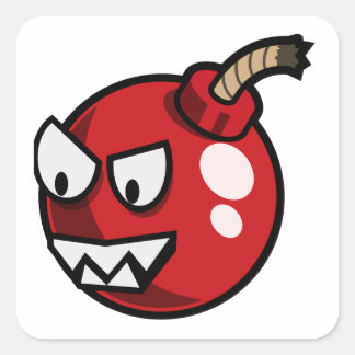 Cartoon Cherry Bomb Square Sticker
