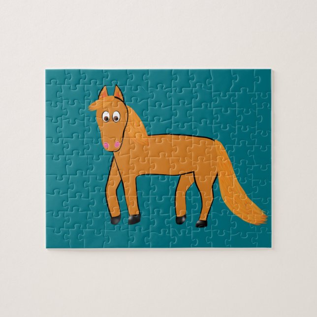 Cartoon Chestnut Horse Jigsaw Puzzle (Horizontal)
