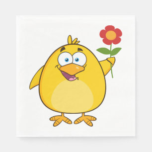 Cartoon Chick And Flower Napkins