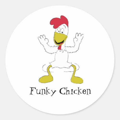 Cartoon Chicken Dance Classic Round Sticker
