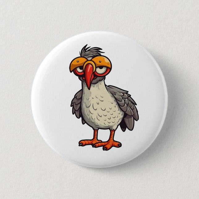 Cartoon chicken illustration button (Front)