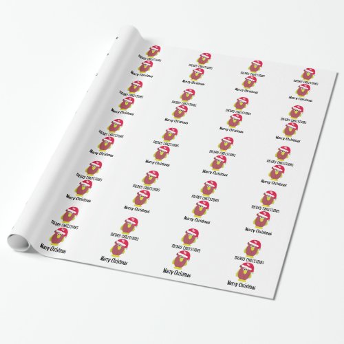 Cartoon Chicken in a Santa Hat Wrapping Paper