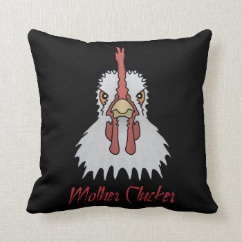 Cartoon Chicken Mother Clucker Throw Pillow by PugWiggles at Zazzle