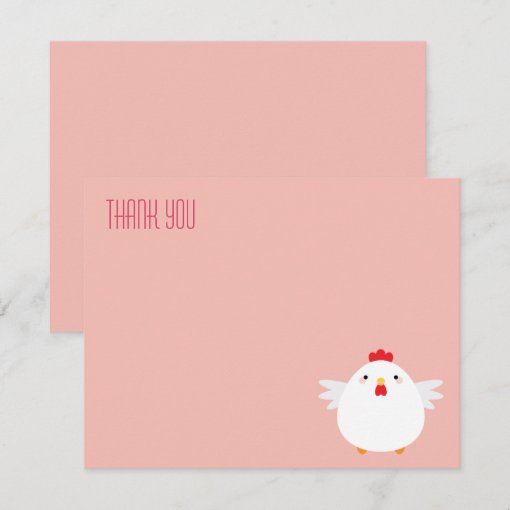 Cartoon Chicken (white) | Flat Thank You Note Card | Zazzle