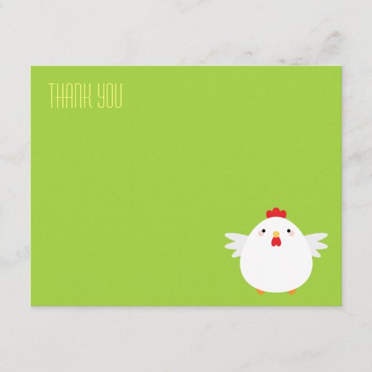 Cartoon Chicken (white) | Flat Thank You Note Card | Zazzle.com