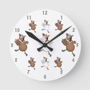 Cartoon chickens wall clock
